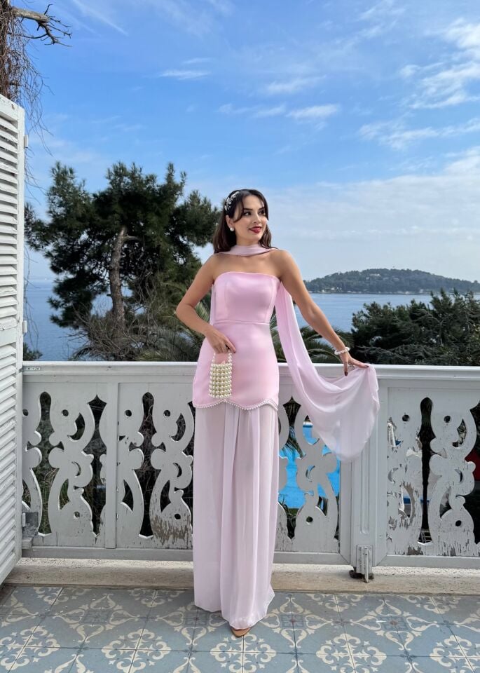 3125 ŞİFON ELBİSE PİNK - PEMBE