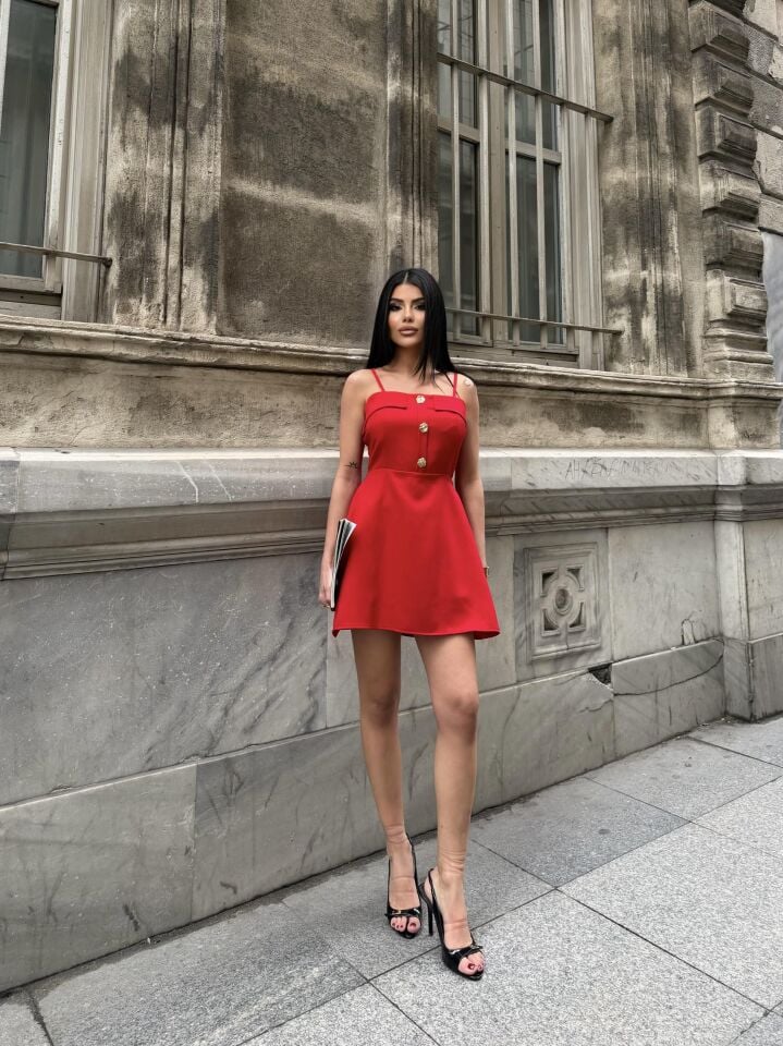 3130 MİNİ ELBİSE RED - KIRMIZI