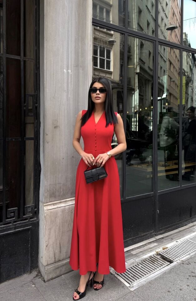 3088 ELBİSE RED - KIRMIZI