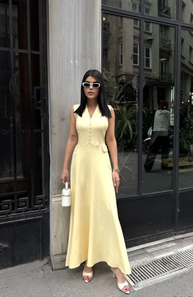 3088 ELBİSE YELLOW - SARI
