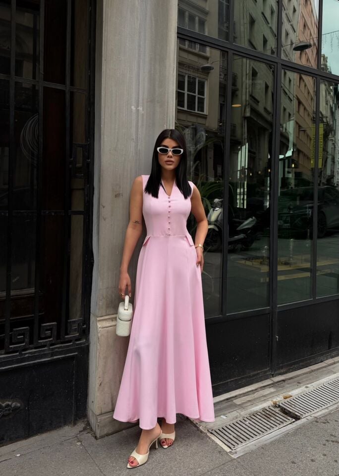 3088 ELBİSE PİNK - PEMBE