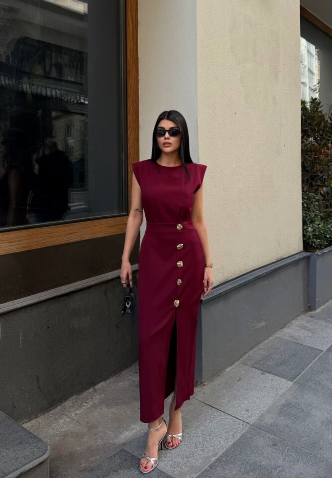 3131 ELBİSE BURGUNDY - BORDO