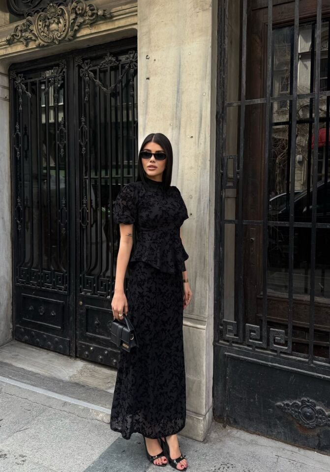 ŞİFONLU ELBİSE BLACK - SİYAH