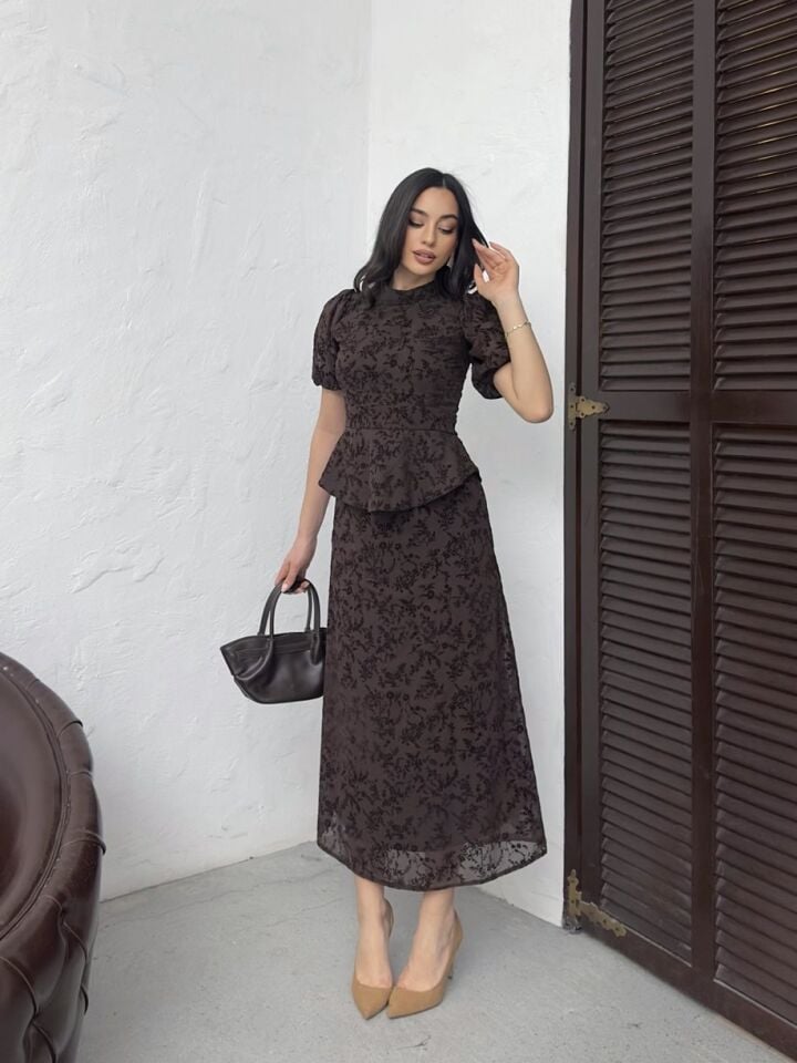 ŞİFONLU ELBİSE BROWN - KAHVE