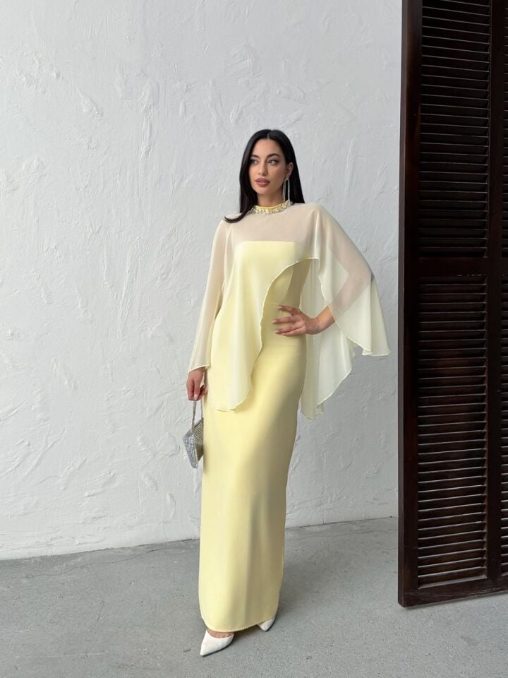 3071 TÜL ELBİSE YELLOW - SARI