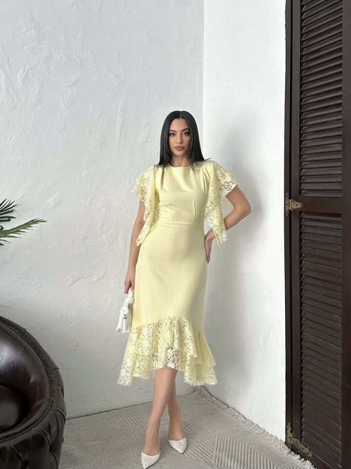 DANTELİ ELBİSE YELLOW - SARI