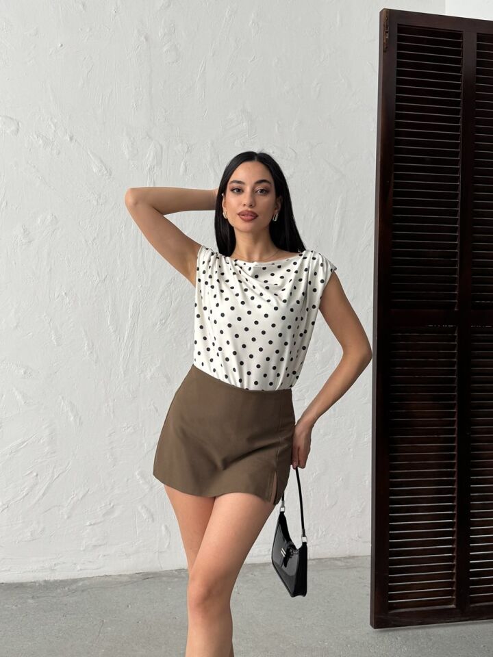 3140 PUANTİYELİ BLUZ WHİTE - BEYAZ