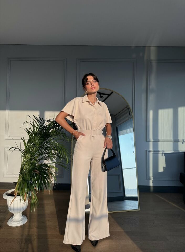 2155 DÜŞÜK OMUZ DETAY TULUM BEİGE - BEJ