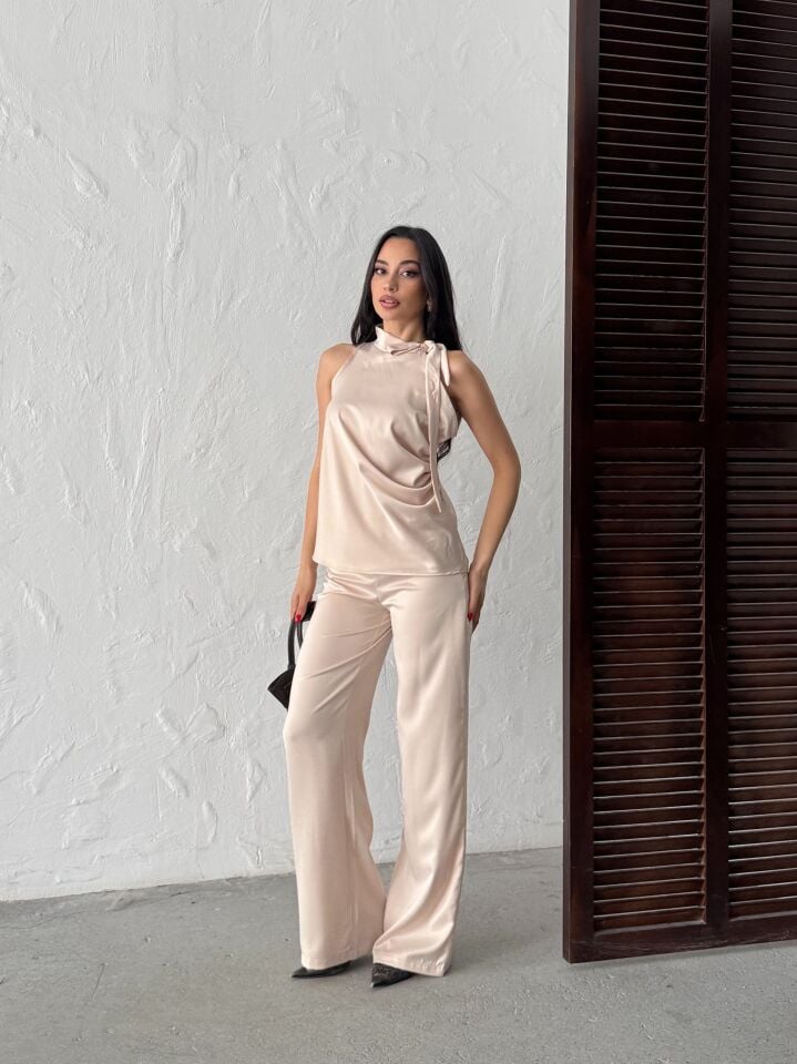 3150 SATEN PANTALON STONE - TAŞ