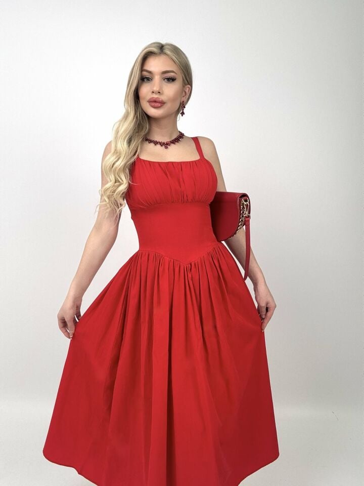 3017 ÖNÜ BÜZGÜLÜ TRİKOTON RED - KIRMIZI