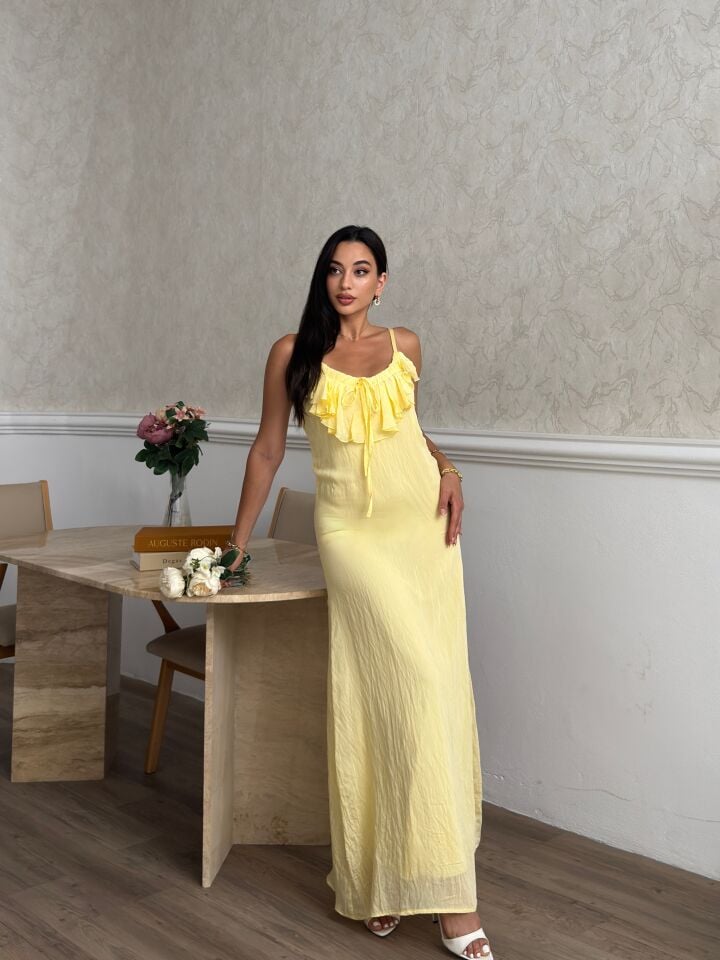 3172 ŞİFON ELBİSE YELLOW - SARI