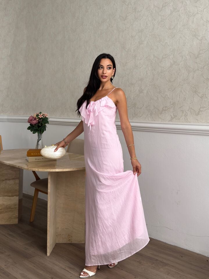 3172 ŞİFON ELBİSE PİNK - PEMBE