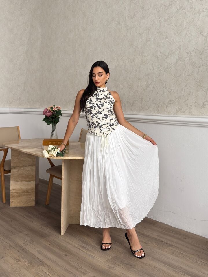 3178 KORSE BLUZ ETEKLİ TAKIM STONE - TAŞ