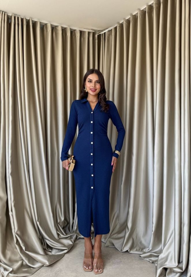 3047 ELBİSE NAVY BLUE - LACİVERT