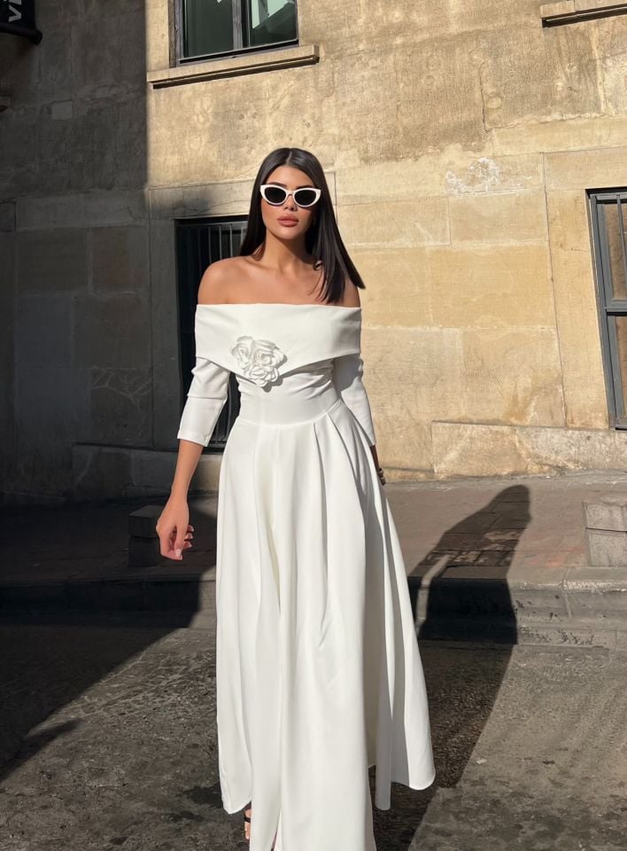 3073 ELBİSE WHİTE - BEYAZ