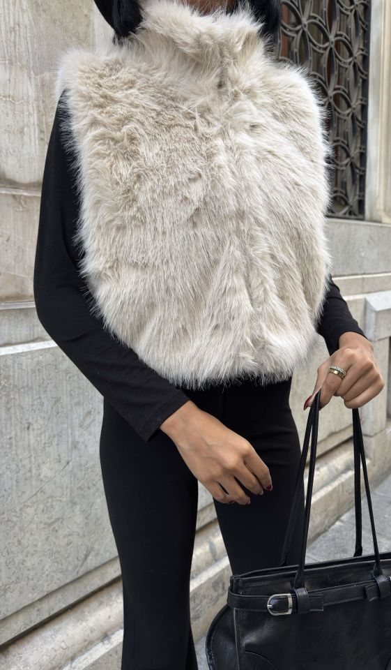 3103 YELEK KÜRK CREAM - KREM