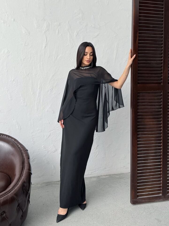 3071 TÜL ELBİSE BLACK - SİYAH