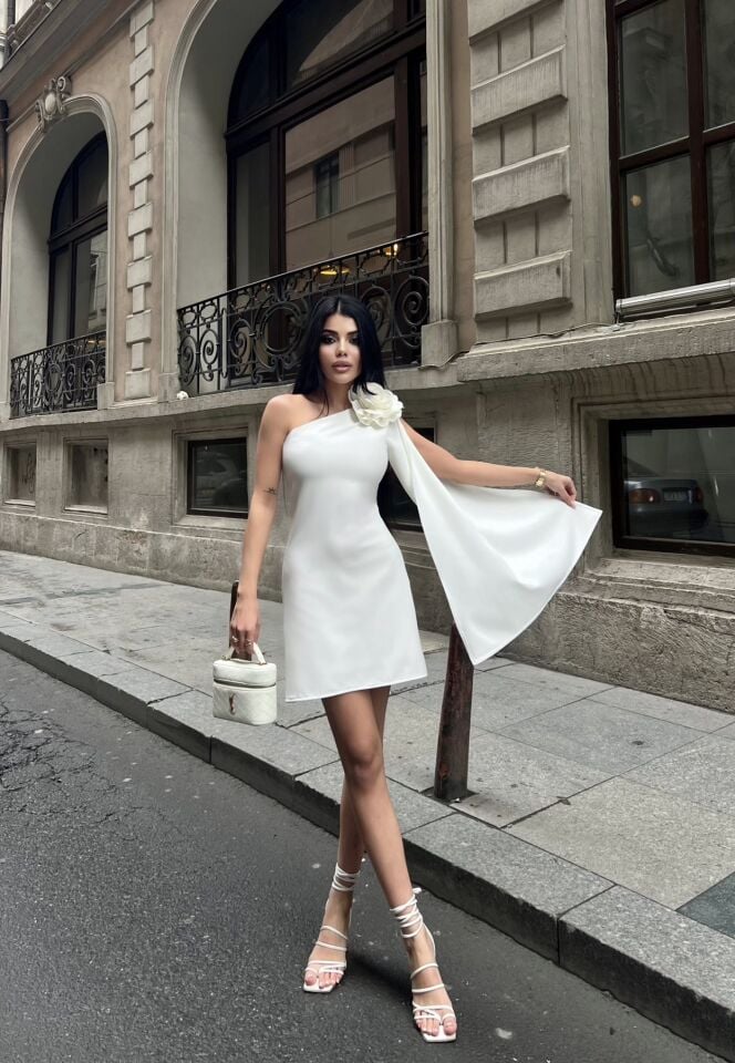 3127 One-Shoulder Mini Floral Dress