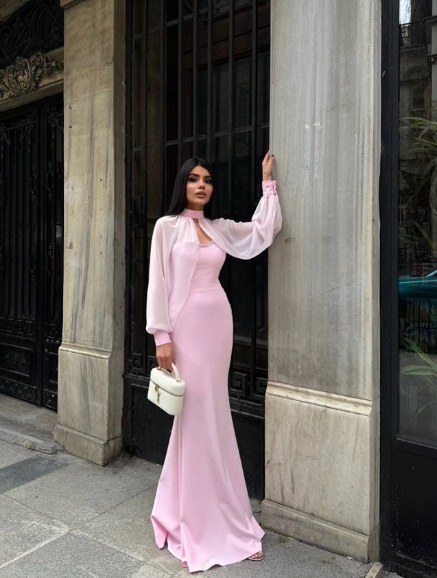 3122 TÜLLÜ ELBİSE PİNK - PEMBE